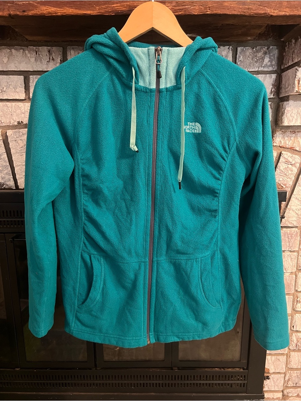 The North Face Teal Hooded Full-Zip Fleece Jacket